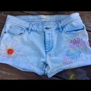 🌈 Hand Embroidered Jean Shorts 🌈